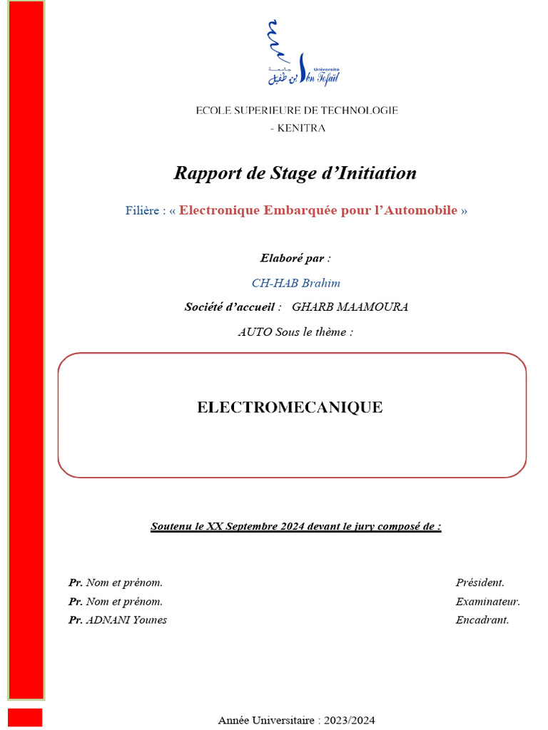 Rapport de Stage chez Gharb Maamora Auto | PDF