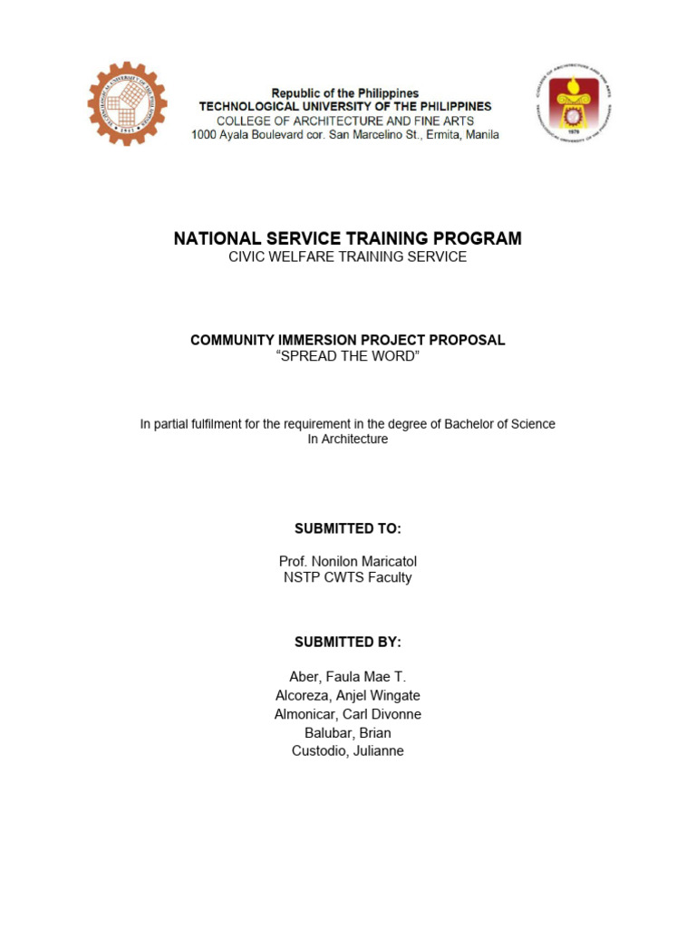 nstp project proposal for education