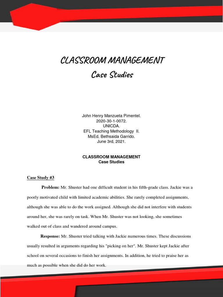 Classroom Management Case Studies | PDF | Classroom Management ...