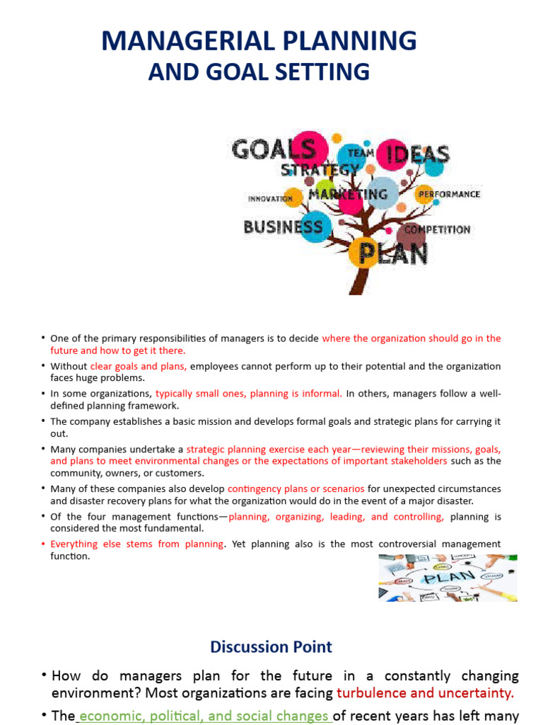 Managerial Planning and Goal Setting | PDF | Goal | Strategic Planning