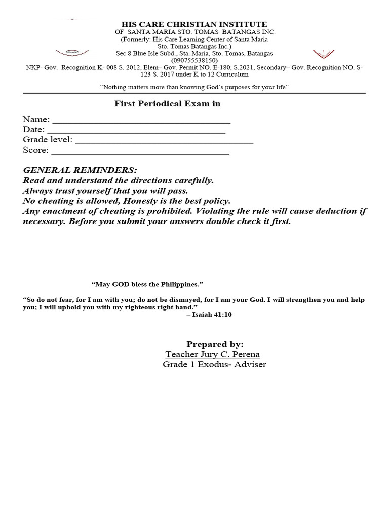 exam templates(ENGLISH) | PDF
