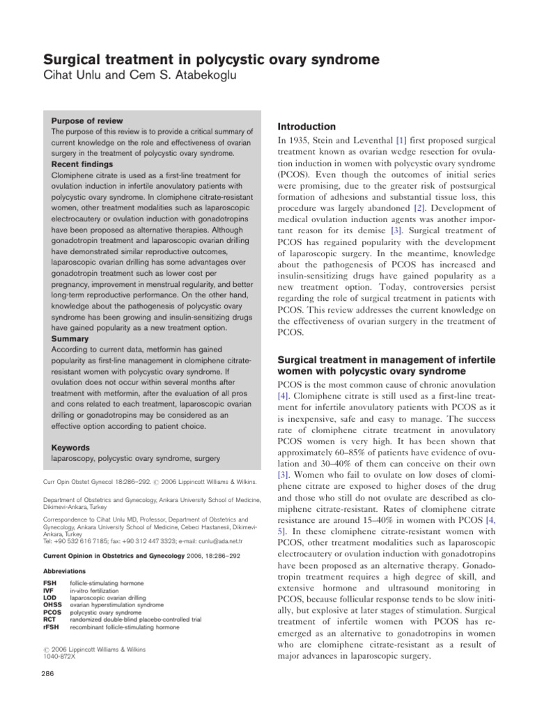 Ovarian Surgery for PCOS Treatment | PDF | Polycystic Ovary Syndrome ...