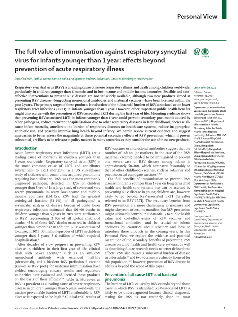 RSV Immunization Benefits for Infants | PDF | Asthma | Respiratory Diseases