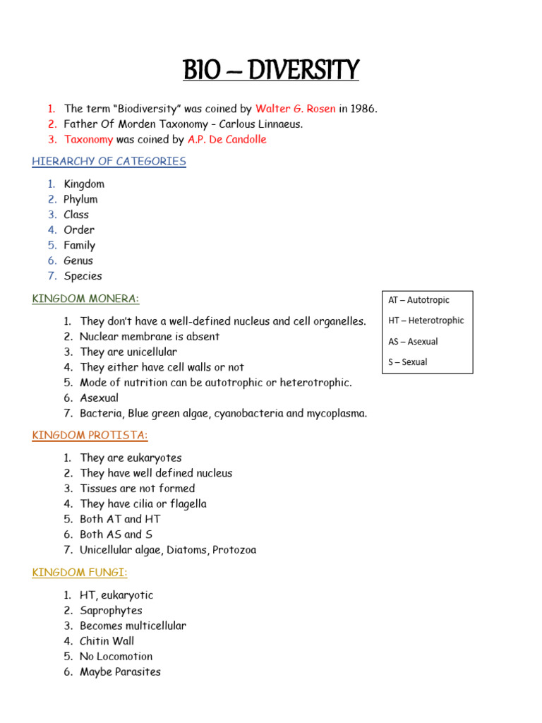 Bio - Diversity: 1. Walter G. Rosen 2. 3. Taxonomy A.P. de Candolle ...