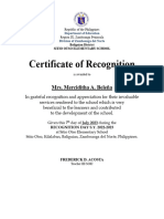 Certificate of Recognition For Parent