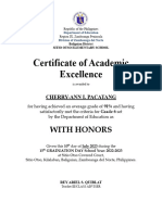 Certificate of Recognition For With Honors
