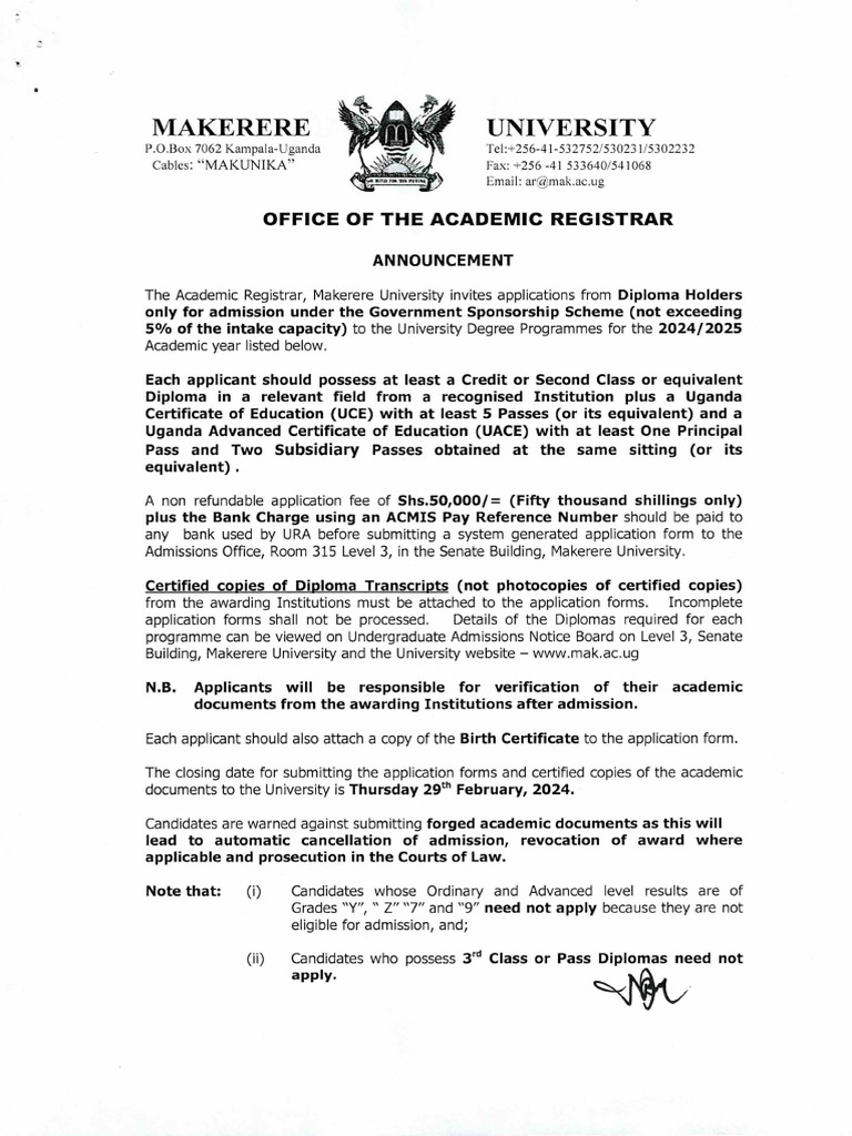 Diploma Holders Scheme Government Sponsorship Advert 2024 0001 PDF