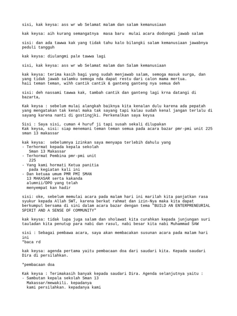 TEKS MC - Kak Key & Sisi | PDF