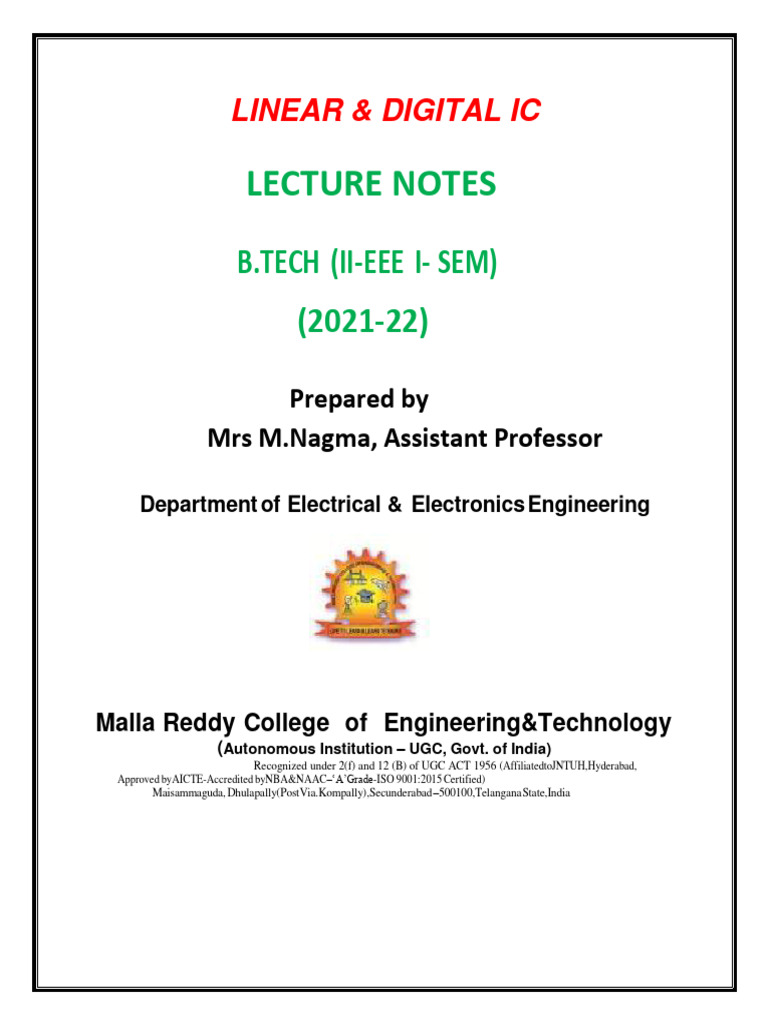 Linear Digital Ic Pdf Operational Amplifier Amplifier