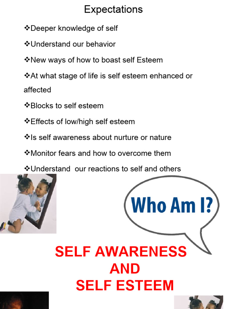 Self Awareness Self Esteem Ppt2017 Pdf Self Awareness Meditation