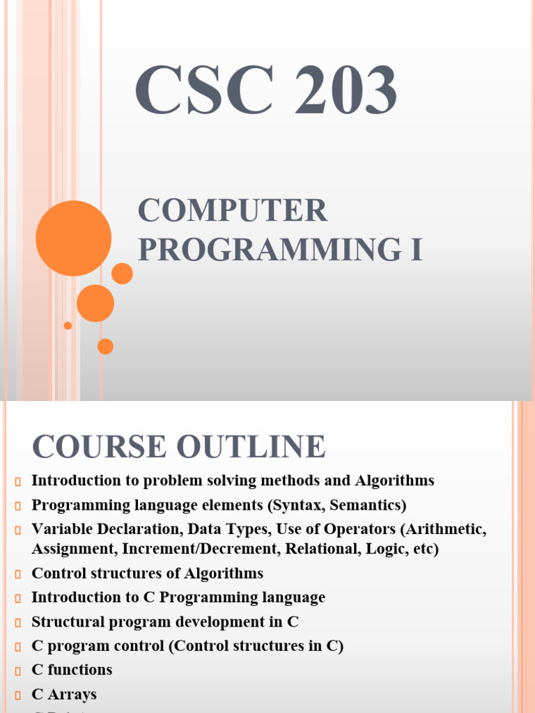 Computer Programming I | PDF | Programming | Computer Program