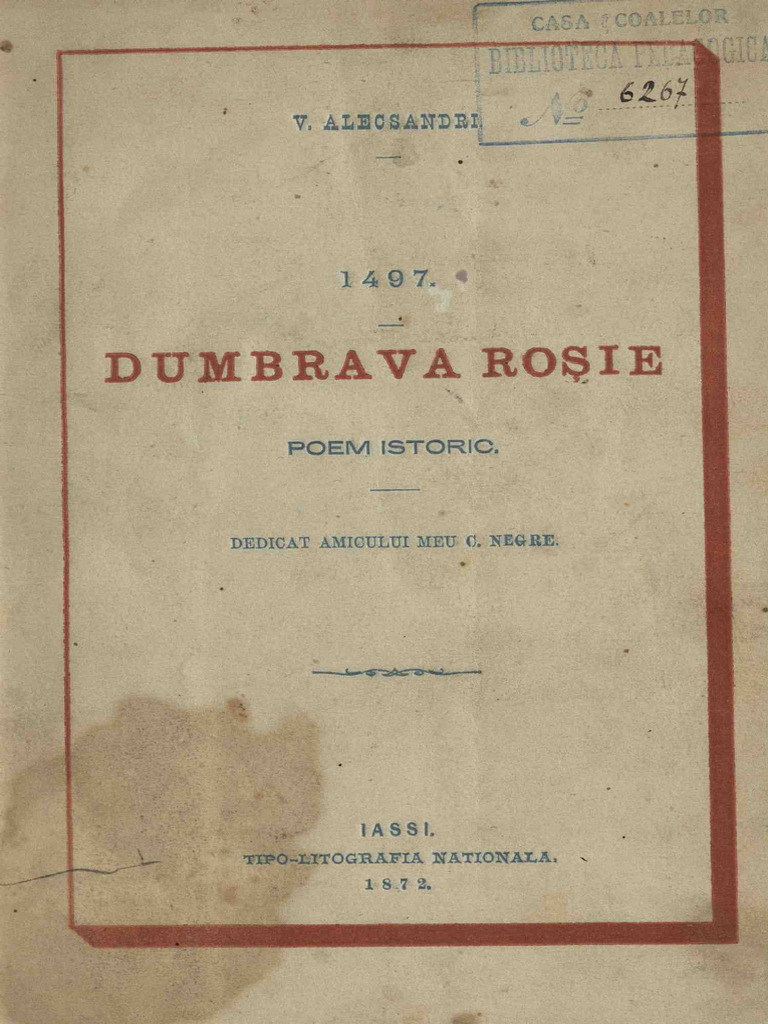 Dumbrava Rosie Alecsandri Vasile Jassy 1872 PDF