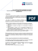 Instrucciones de La Convocatoria de Pruebas de Acceso A Ciclos Formativos de Formación Profesional de Grado Superior 2013