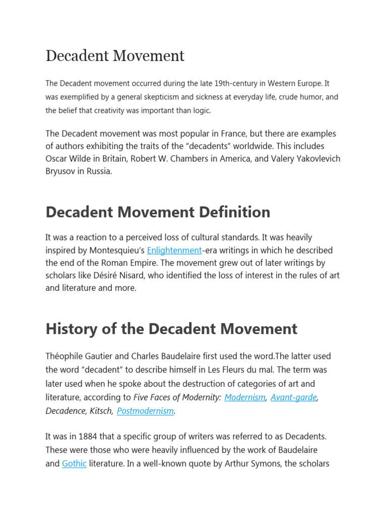 Decadent Movement (Poem Analysis) PDF Symbolism (Arts)