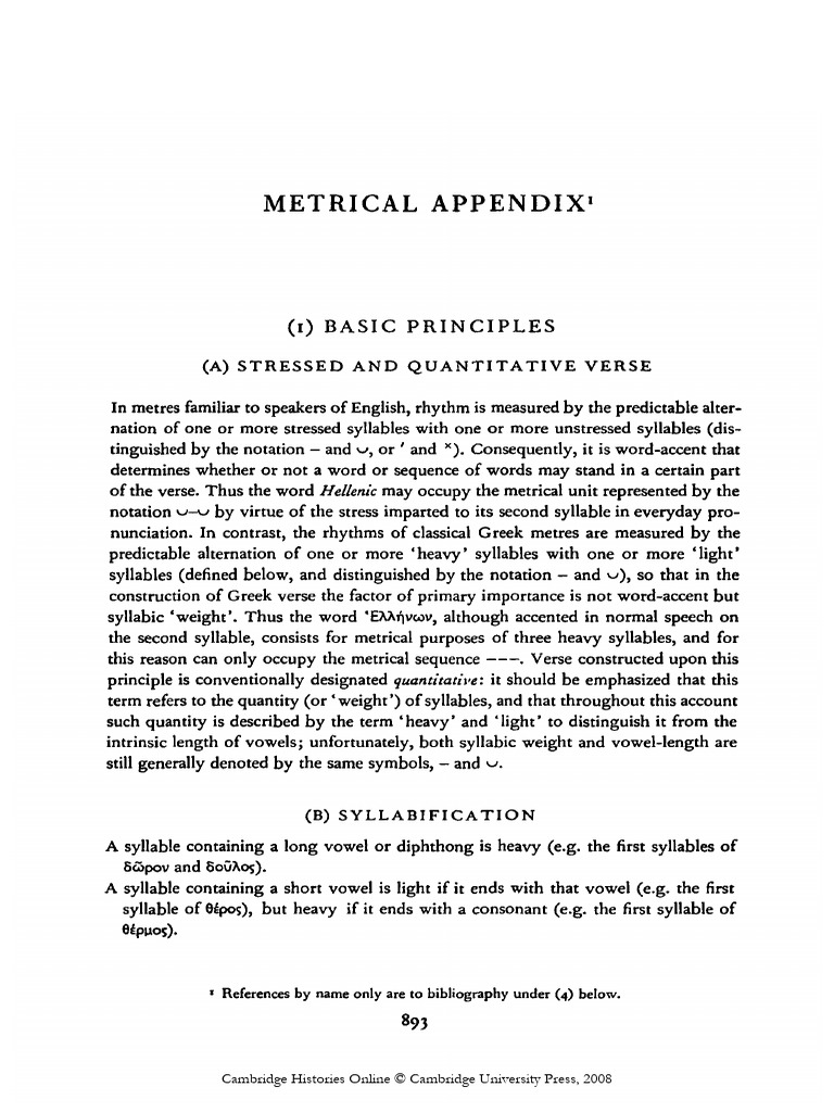 Metrical Appendix | PDF | Metre (Poetry) | Stress (Linguistics)