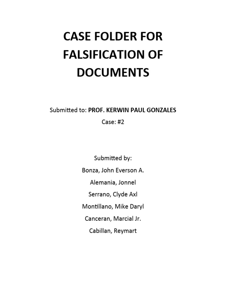 Case Folder For Falsification of Documents | PDF | Witness | Silver ...