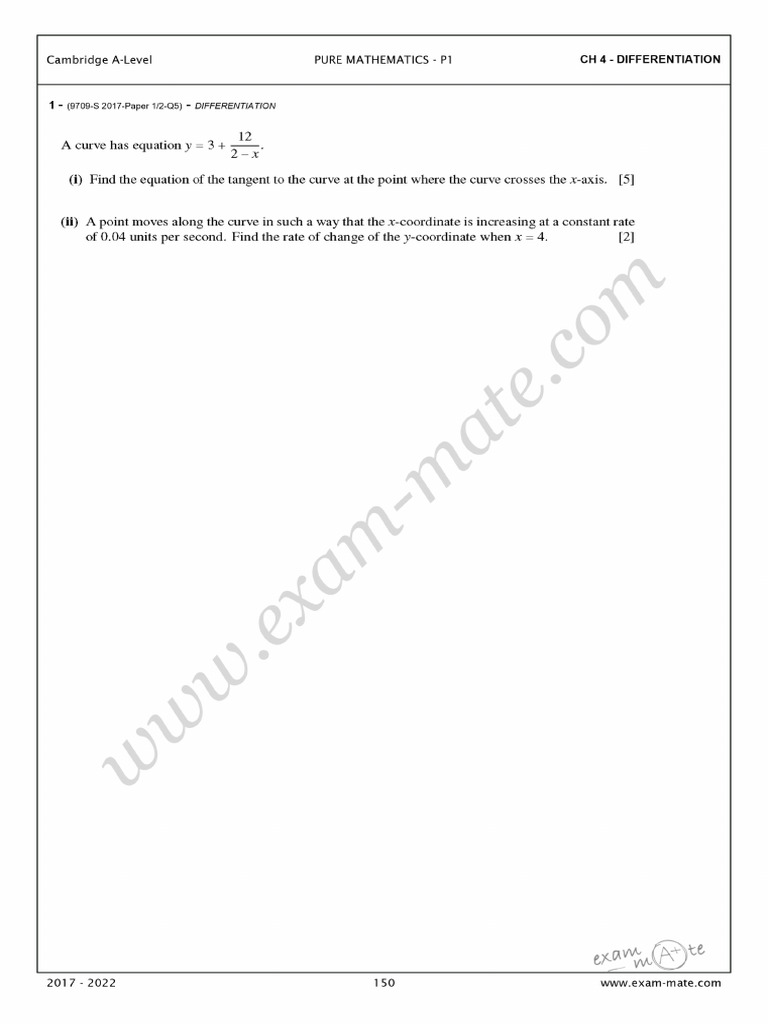 CH 7 - 8 - 9 Differentiation and Integration Exam Questions | PDF