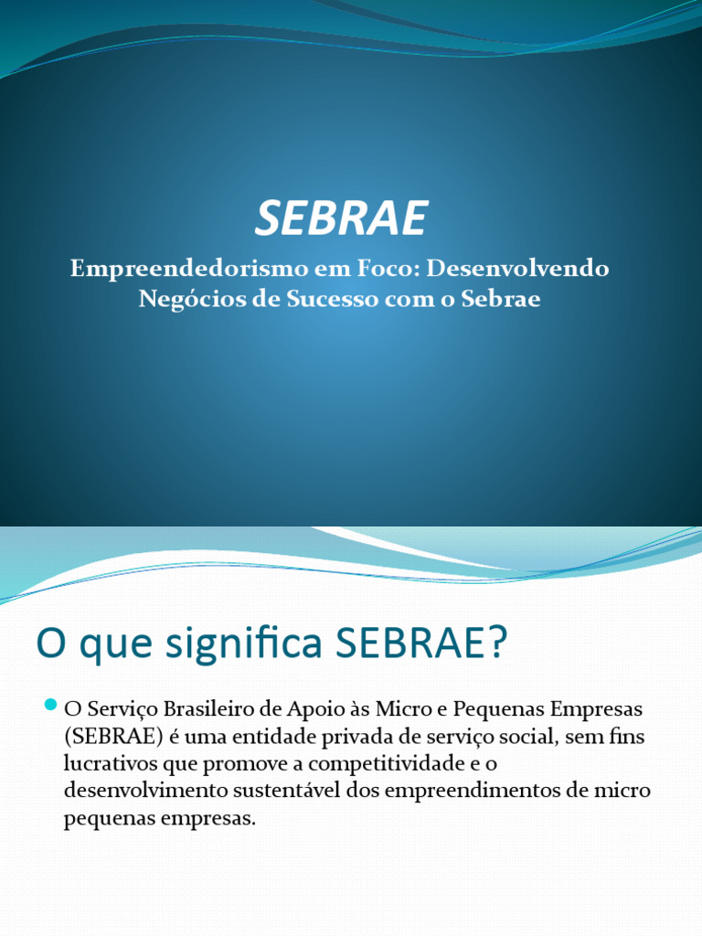 SEBRAE: Apoio ao Empreendedorismo | PDF | Business | Economias