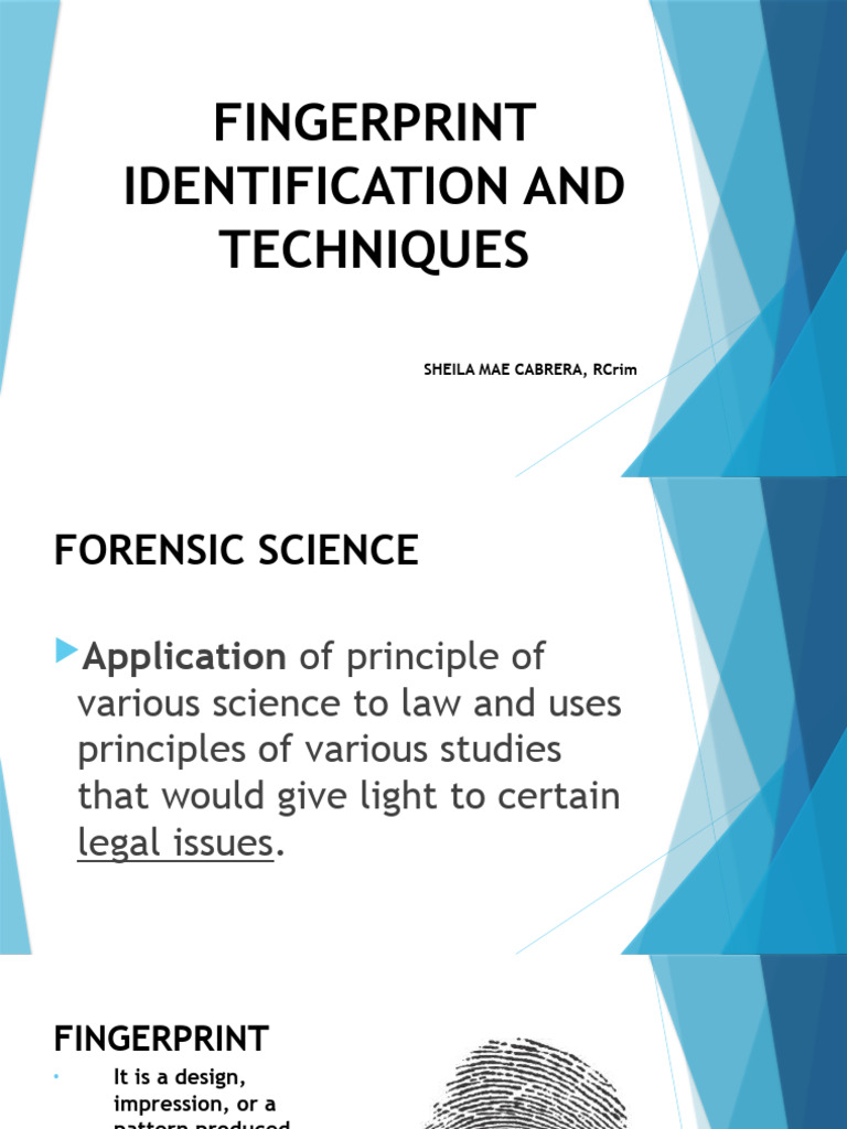 Fingerprint Identification and Techniques PDF Fingerprint