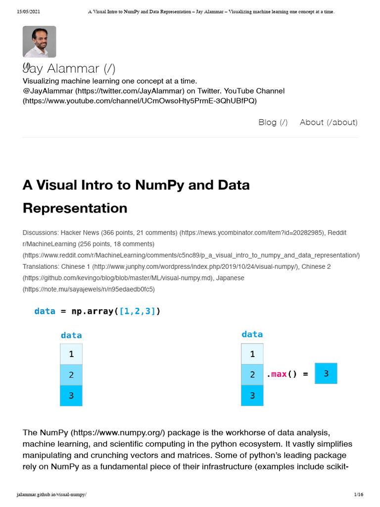 A visual intro to numpy and data representation jay alammar
