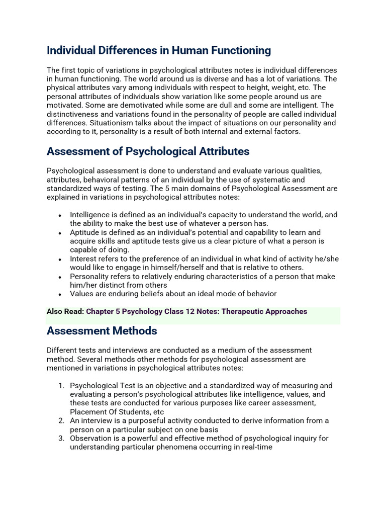 Variations in Psychological Attributes | PDF | Intelligence ...