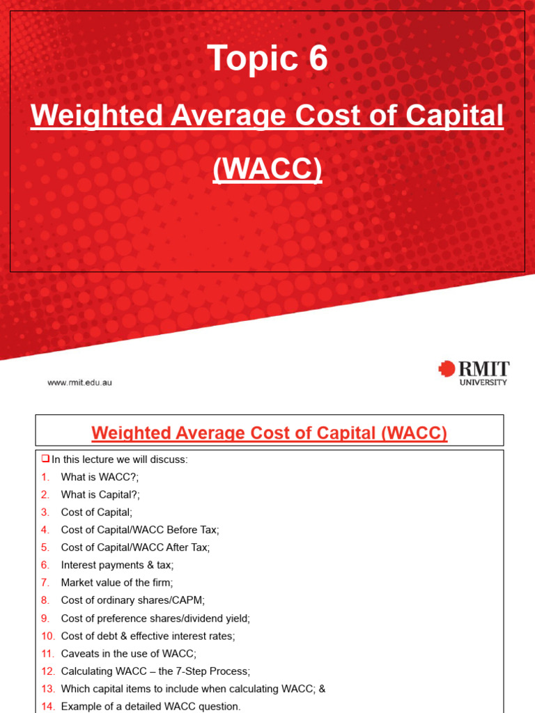 Understanding Weighted Average Cost of Capital | PDF | Cost Of Capital ...