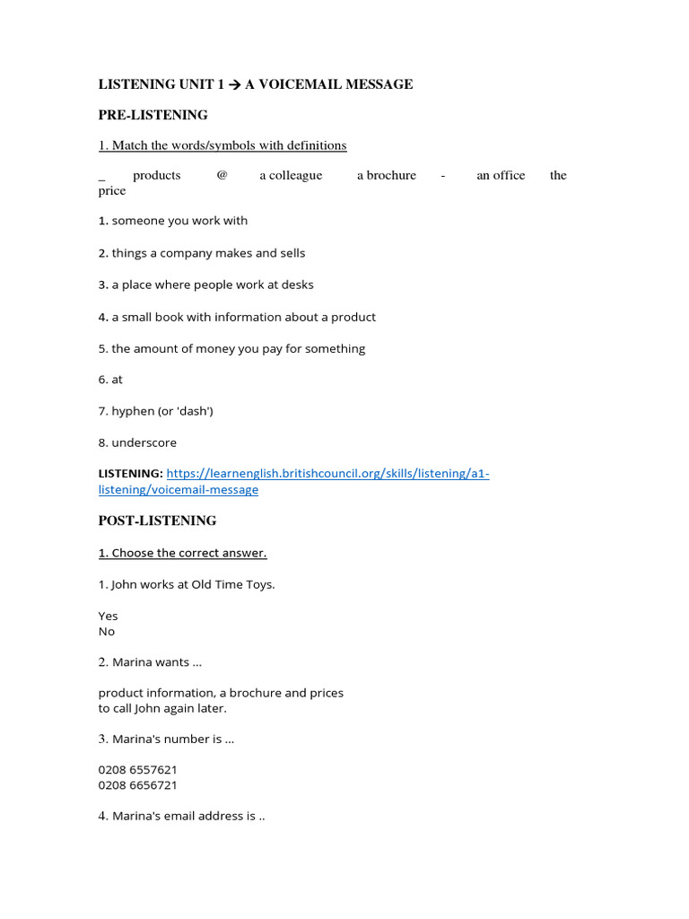 Listening Unit 1 | PDF | Language Arts & Discipline