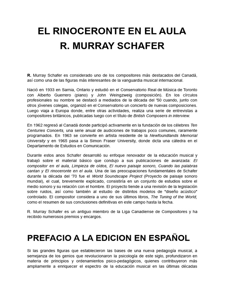 R. Murray Schafer: Innovación en Educación Musical | PDF | Sonido