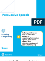 Oral Communication - Grade 11 - Unit 9 - Lesson 3 - Persuasive Speech