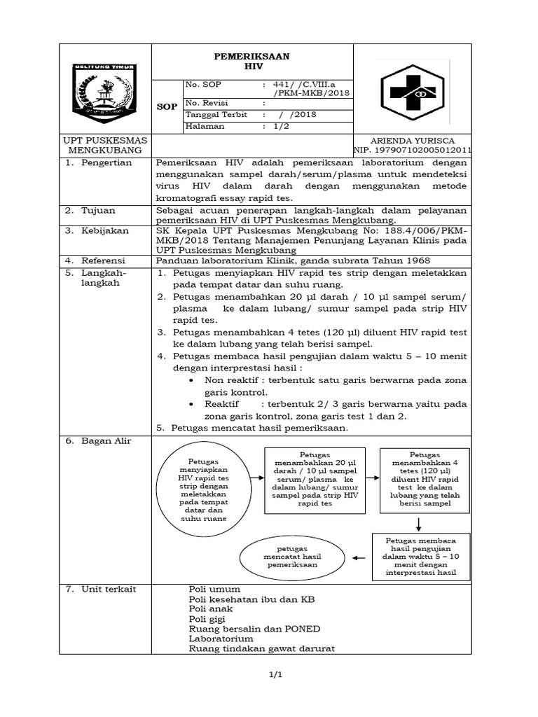Prosedur Rapid Test HIV di Puskesmas | PDF