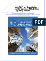 Instant download Etextbook PDF for Quantitative Analysis for Management 13th Edition by Barry Render pdf FREE