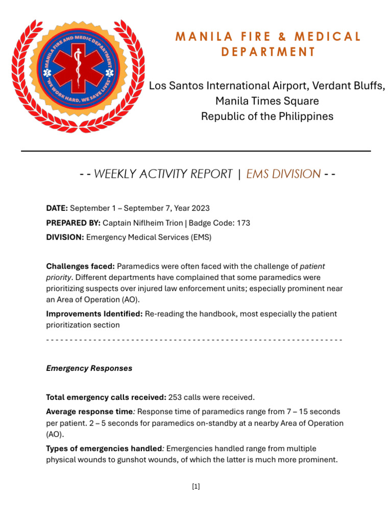 Weekly Patient Report - Sept. 1 - 7 | PDF