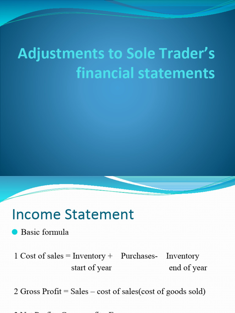 sole trader's financial statements PDF Expense Balance Sheet