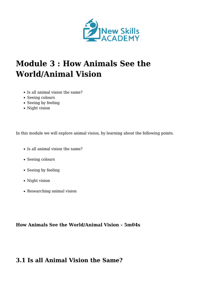 Understanding Animal Vision Differences | PDF
