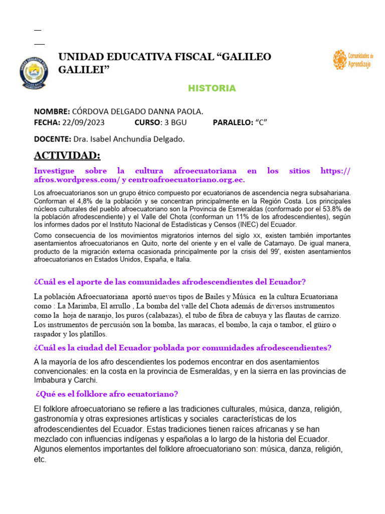 Cultura y asentamientos afroecuatorianos | PDF | Ecuador