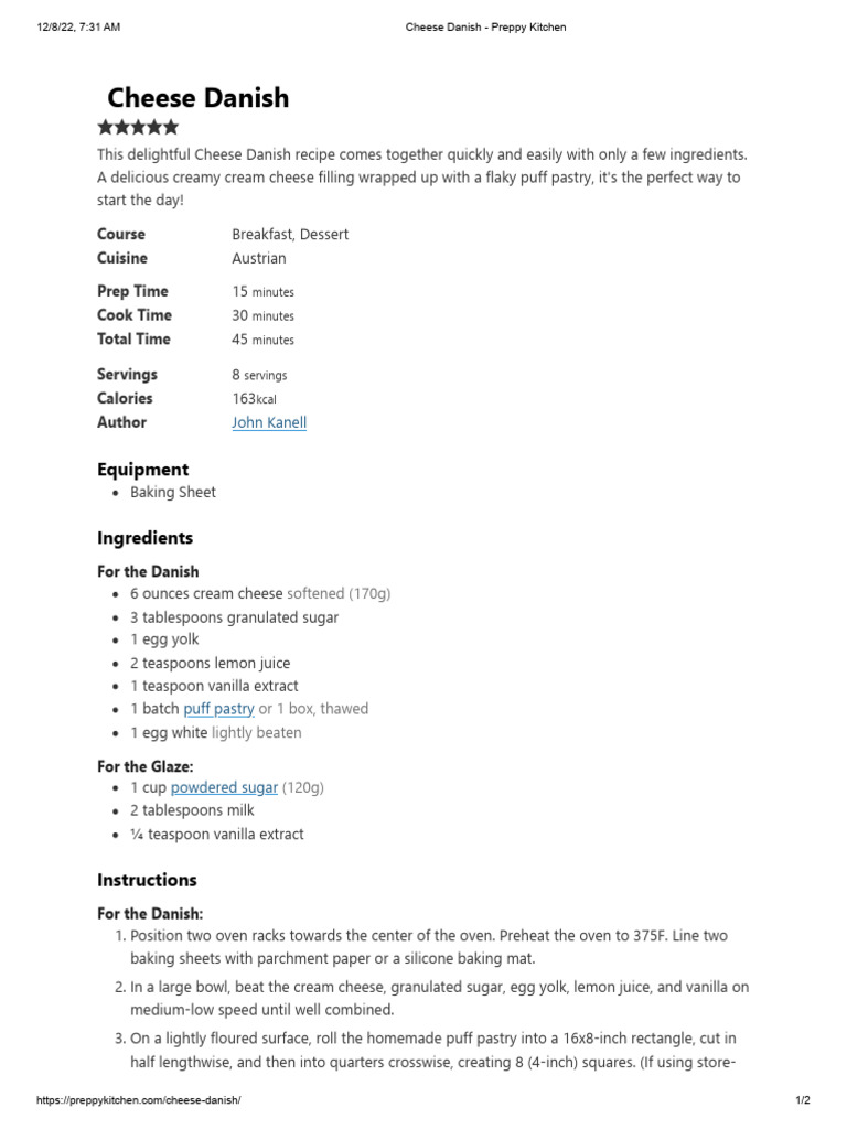 Cheese Danish Preppy Kitchen PDF Fat Baking