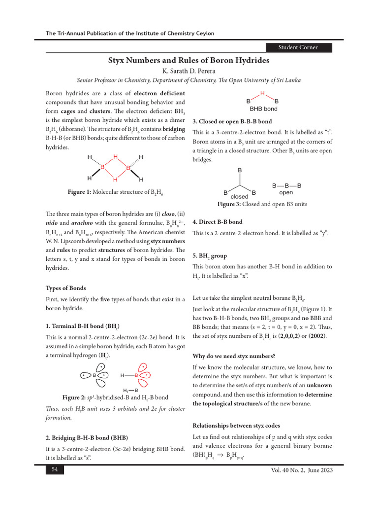 Styx Numbers and Rules of Boron Hydrides | PDF | Chemical Bond | Chemistry