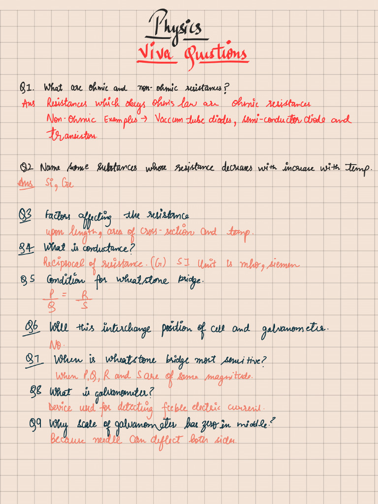 Physics Viva Question Class 12 PDF