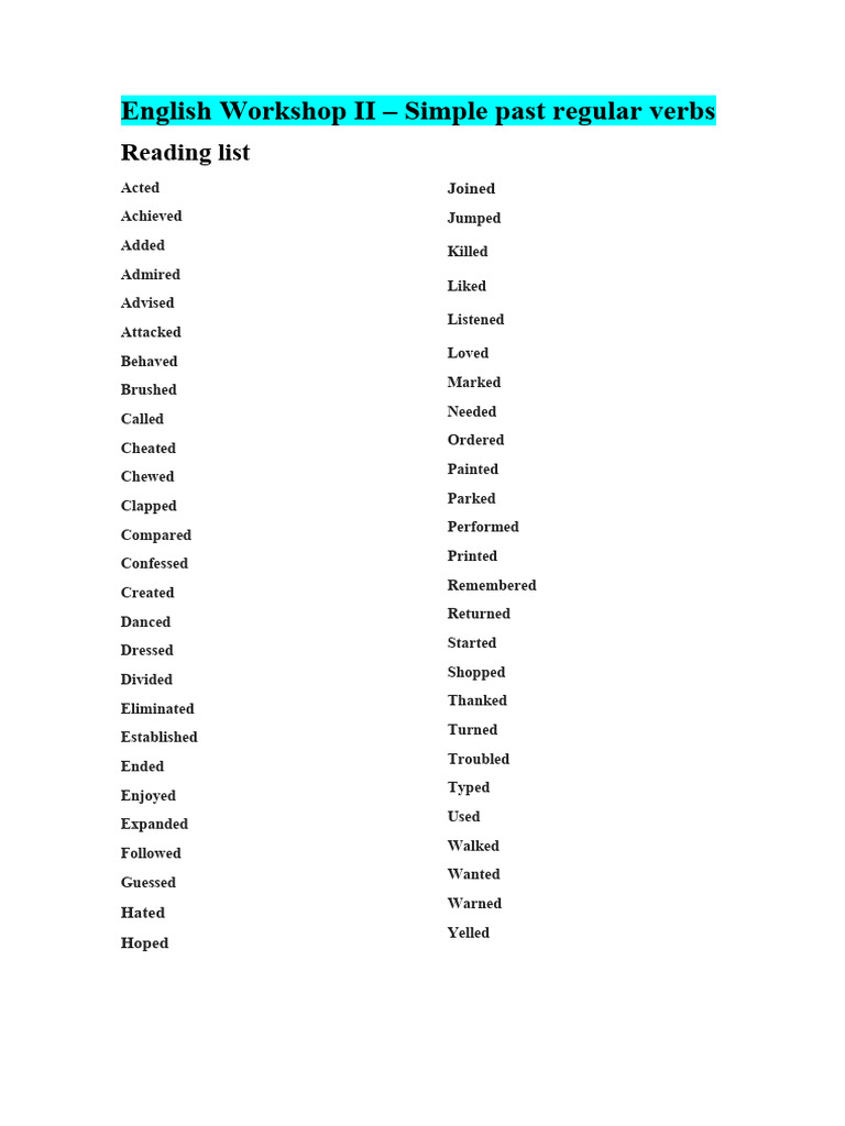 Regular verbs Verbs for recording II PDF