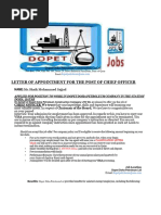 Dopet Doha Petroleum Construction Company LTD Appointment Letter of - Mr.Shaik Mohammed Sajjad