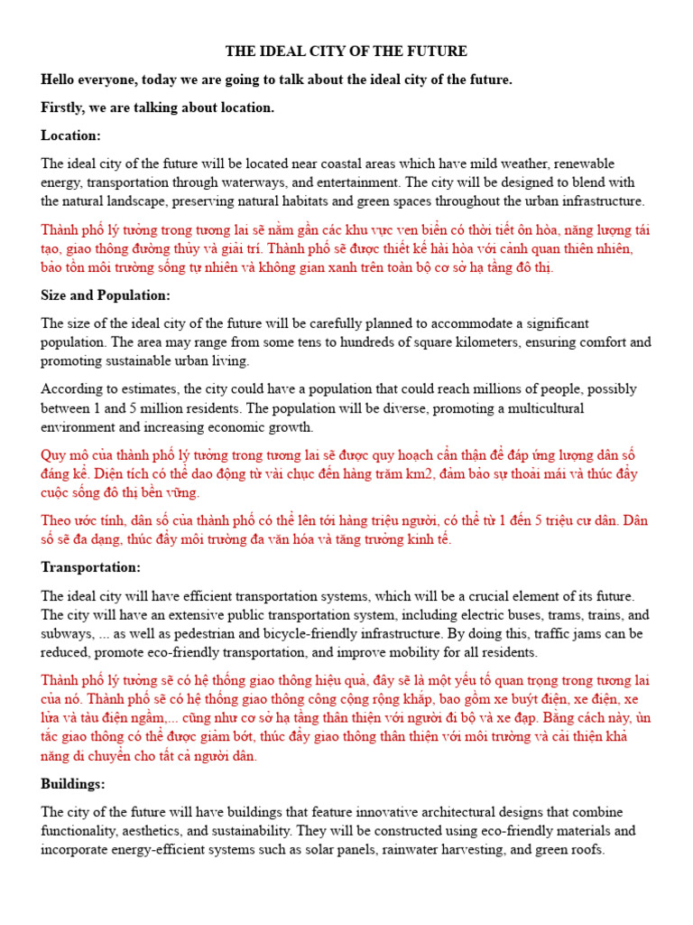 The Ideal City of The Future | PDF