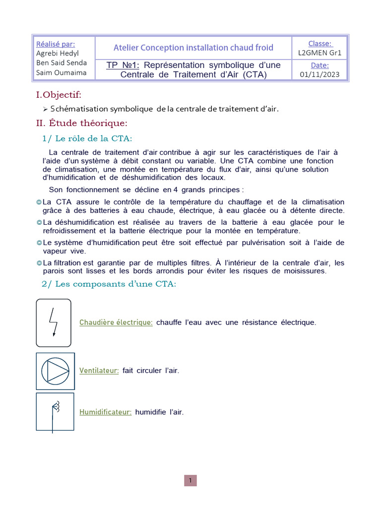 Schéma et fonctionnement d'une CTA | PDF