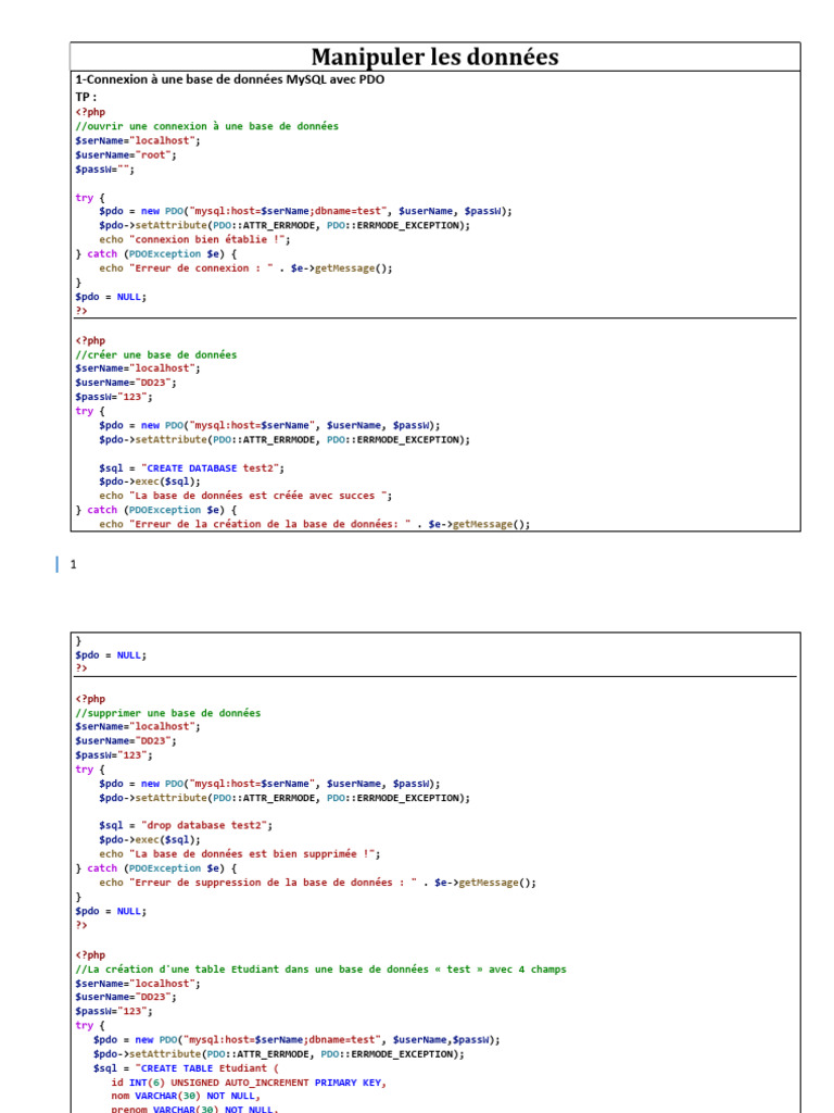 CRUD PHP avec PDO et MySQL | PDF | Informatique | Informatique