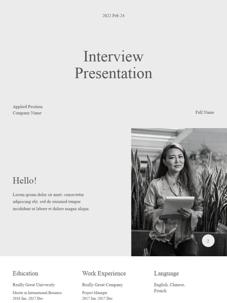 Black White Simple Minimalist Functional Interview Job Presentation ...