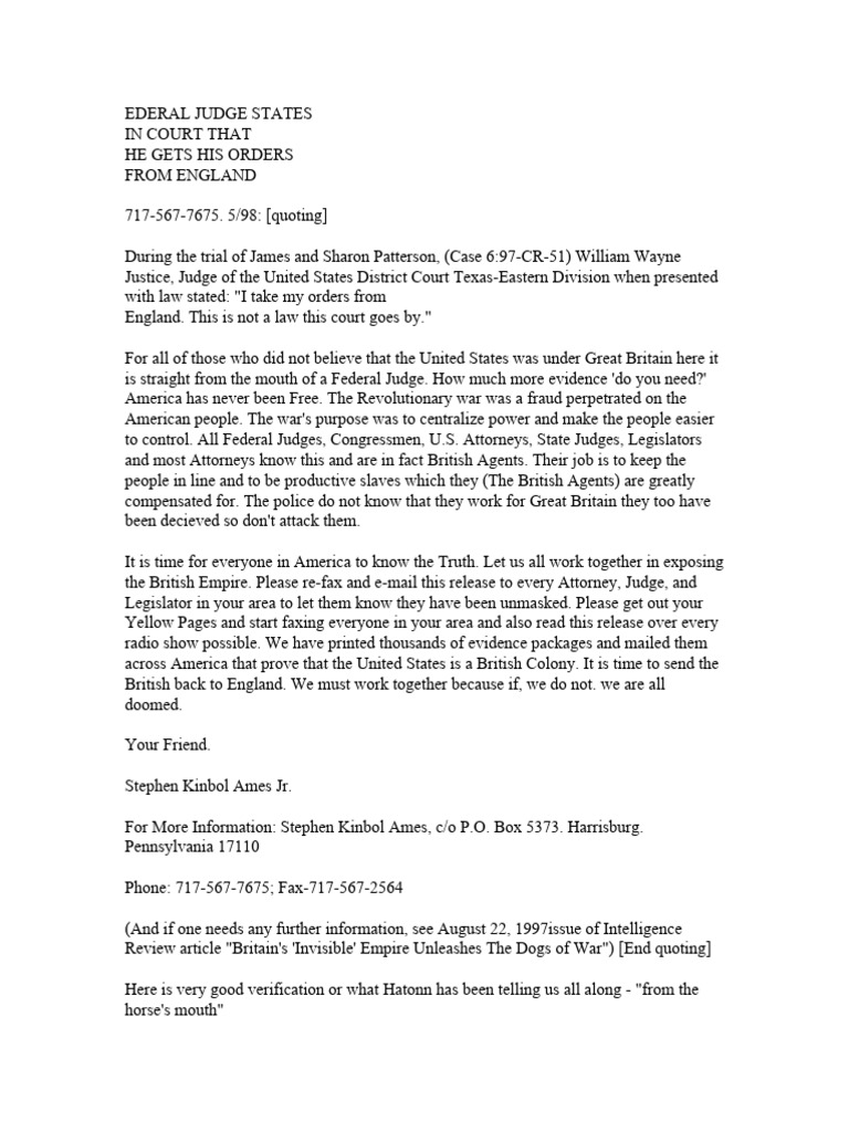 Federal Judge Claims Orders from England | PDF | Mexico | Taxes