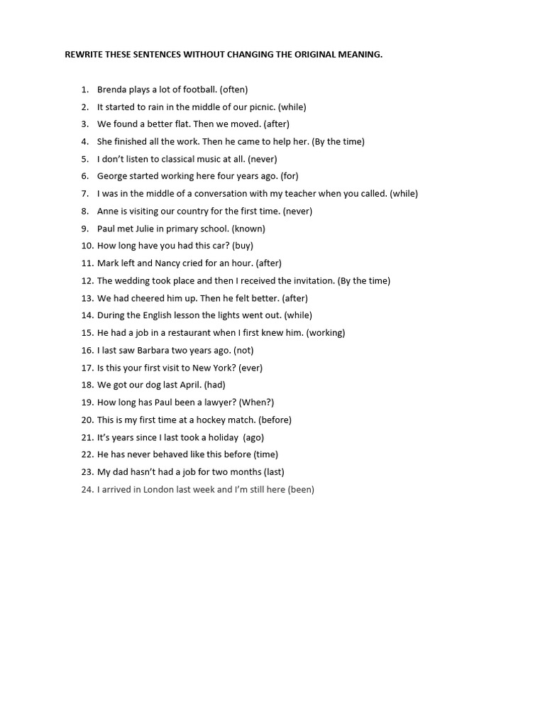English Rewriting Exercises | PDF | Art