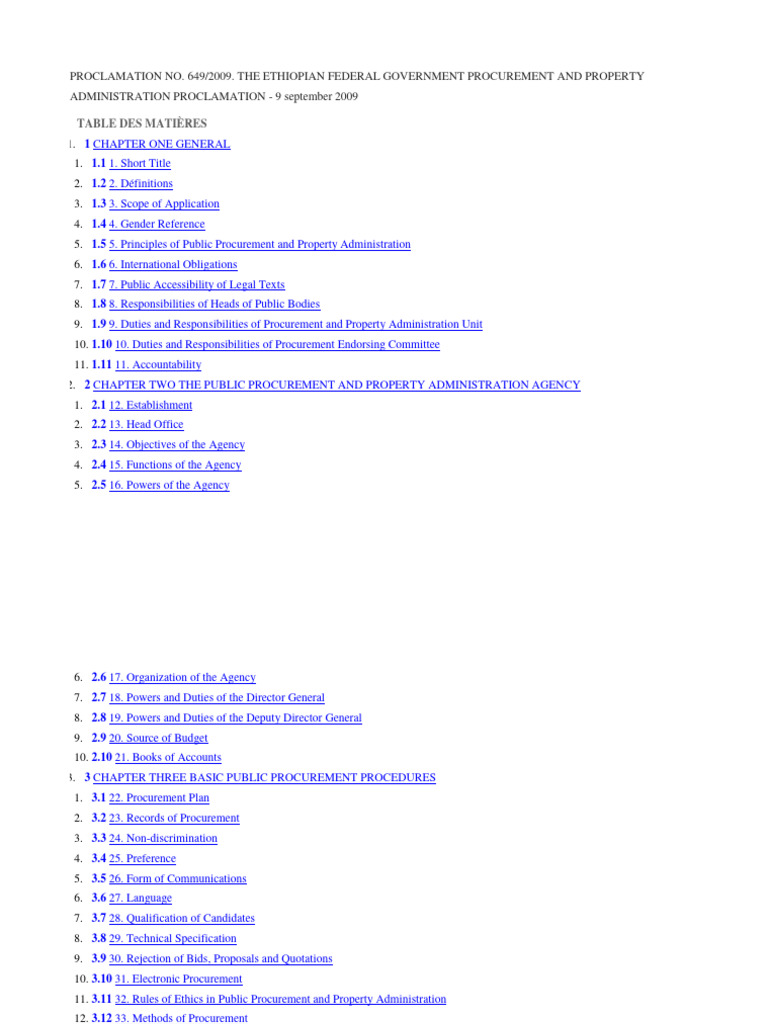 Ethiopian Procurement Proclamation 2009 | PDF | Procurement ...