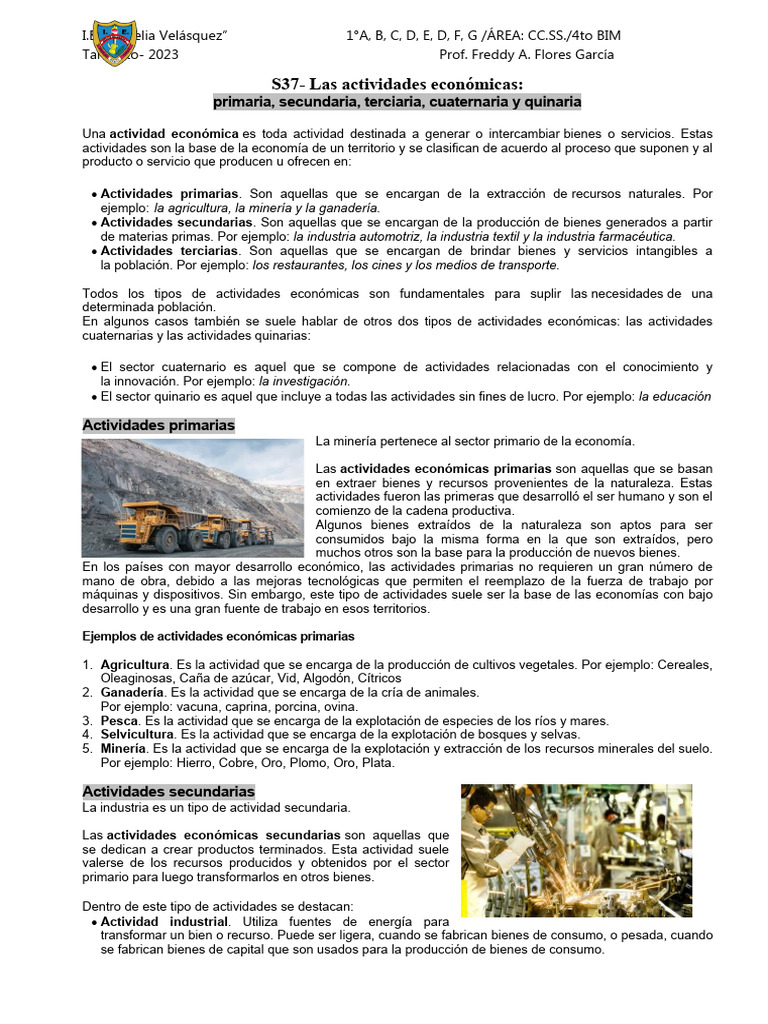 Clasificación de Actividades Económicas | PDF | Agricultura | Minería