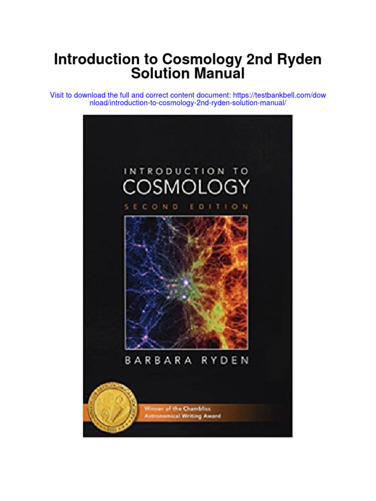 Instant Download Introduction To Cosmology 2nd Ryden Solution Manual PDF Scribd | PDF