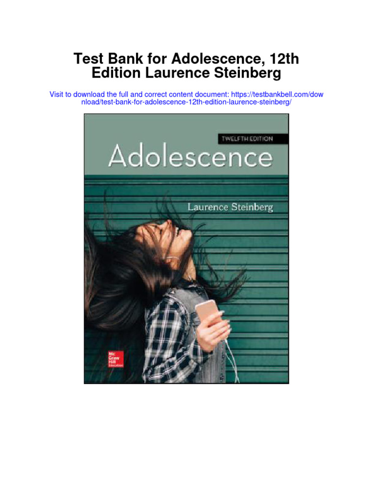 Instant Download Test Bank For Adolescence 12th Edition Laurence